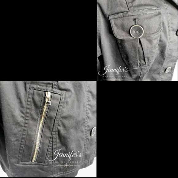 3/$25 CJ Banks Women's Black Cotton Button Closure Long Sleeve Jacket - Picture 4 of 10